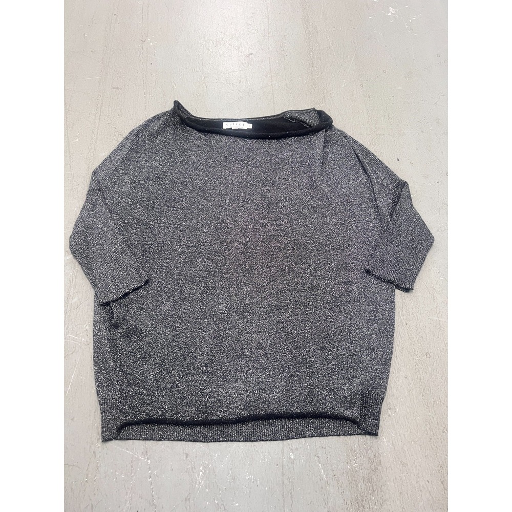 Velvet By Graham & Spencer Sweater Top Womens L Gray Metallic Sparkle Boat Neck